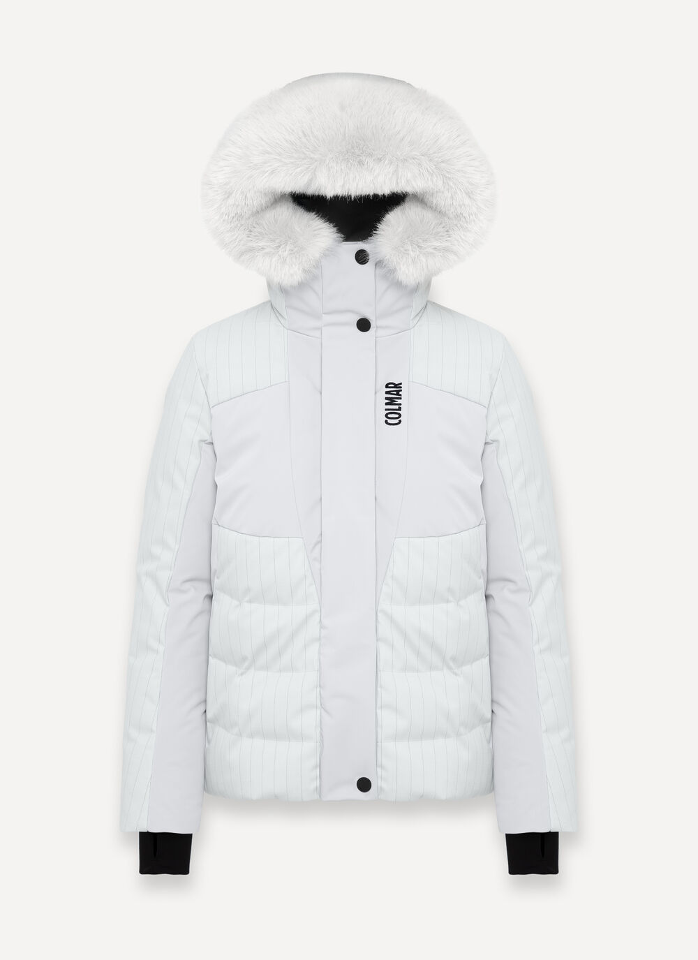 Sleek padded ski jacket with neck warmer and faux fur image number 5