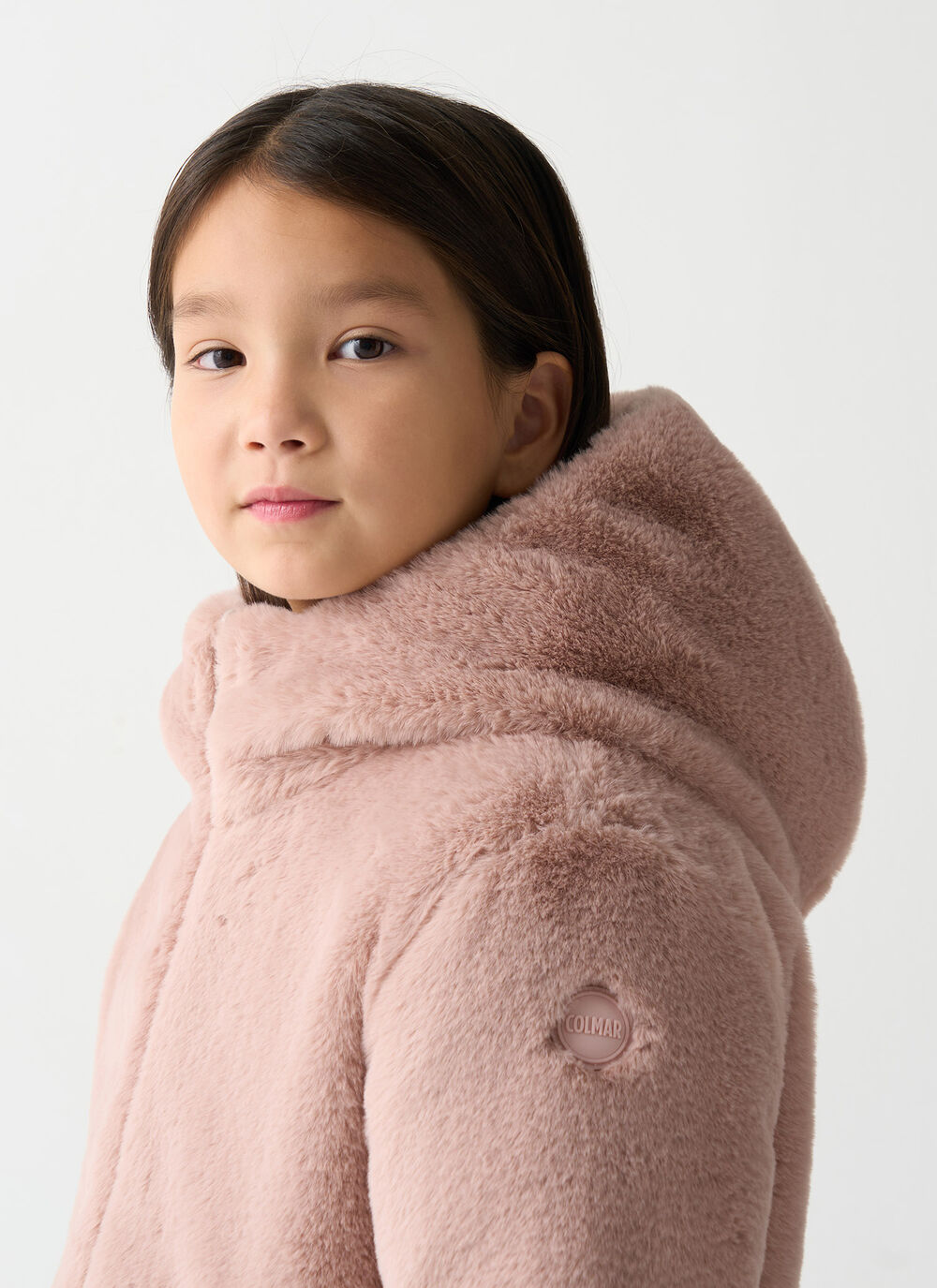 Reversible faux fur down jacket image number 2