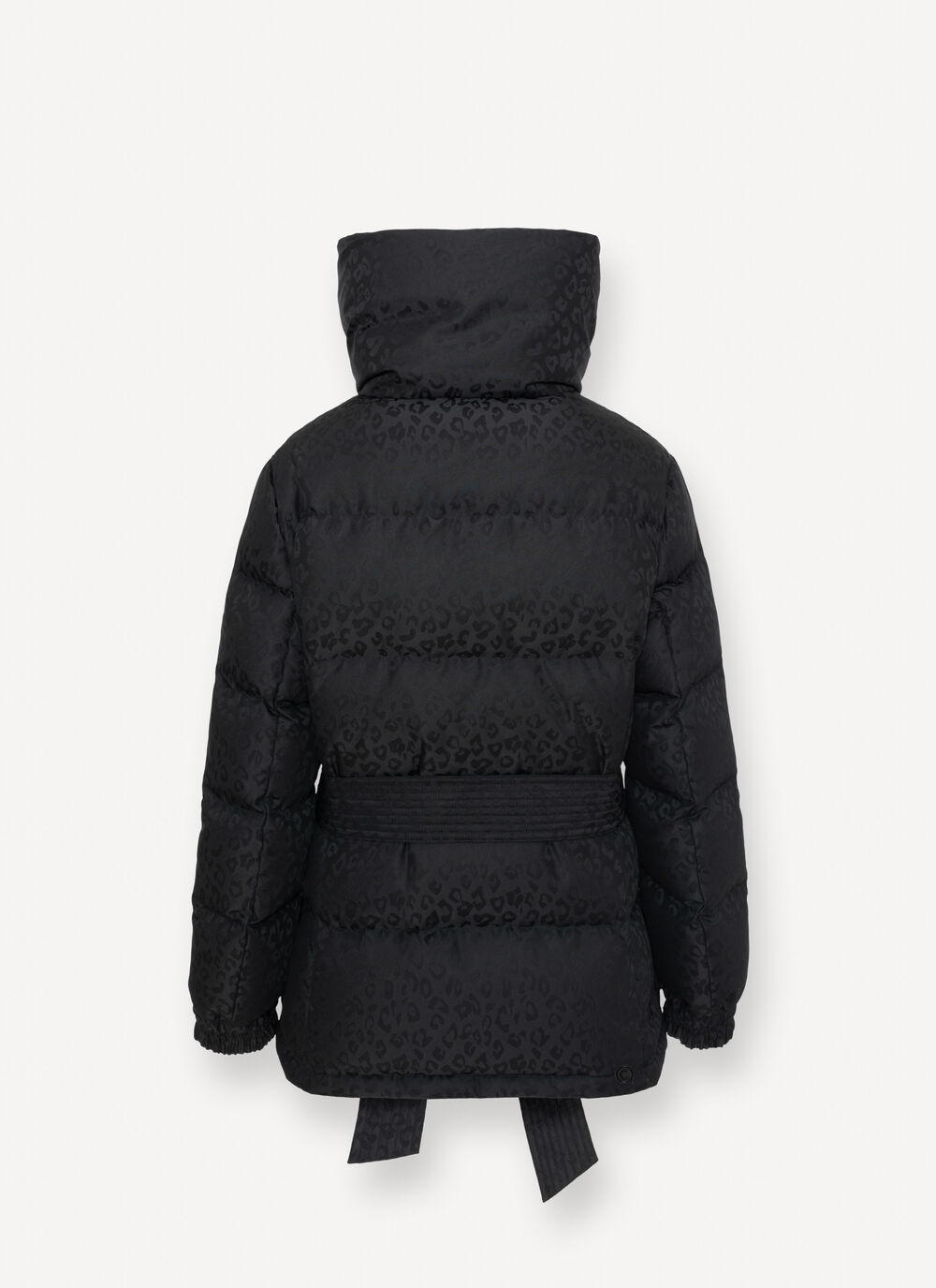 Animal print down jacket with belt image number 5