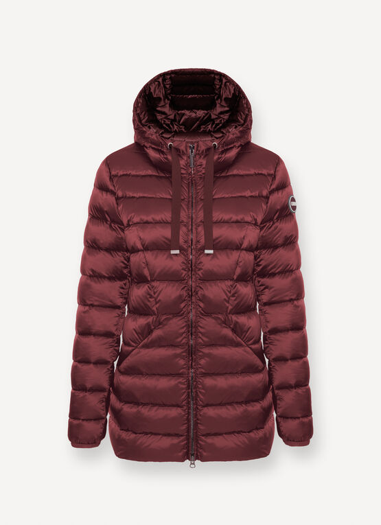 Fitted down jacket with hood
