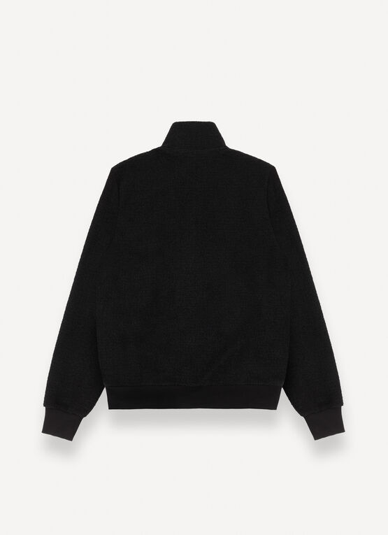 Half-zip wool sweatshirt with knit effect