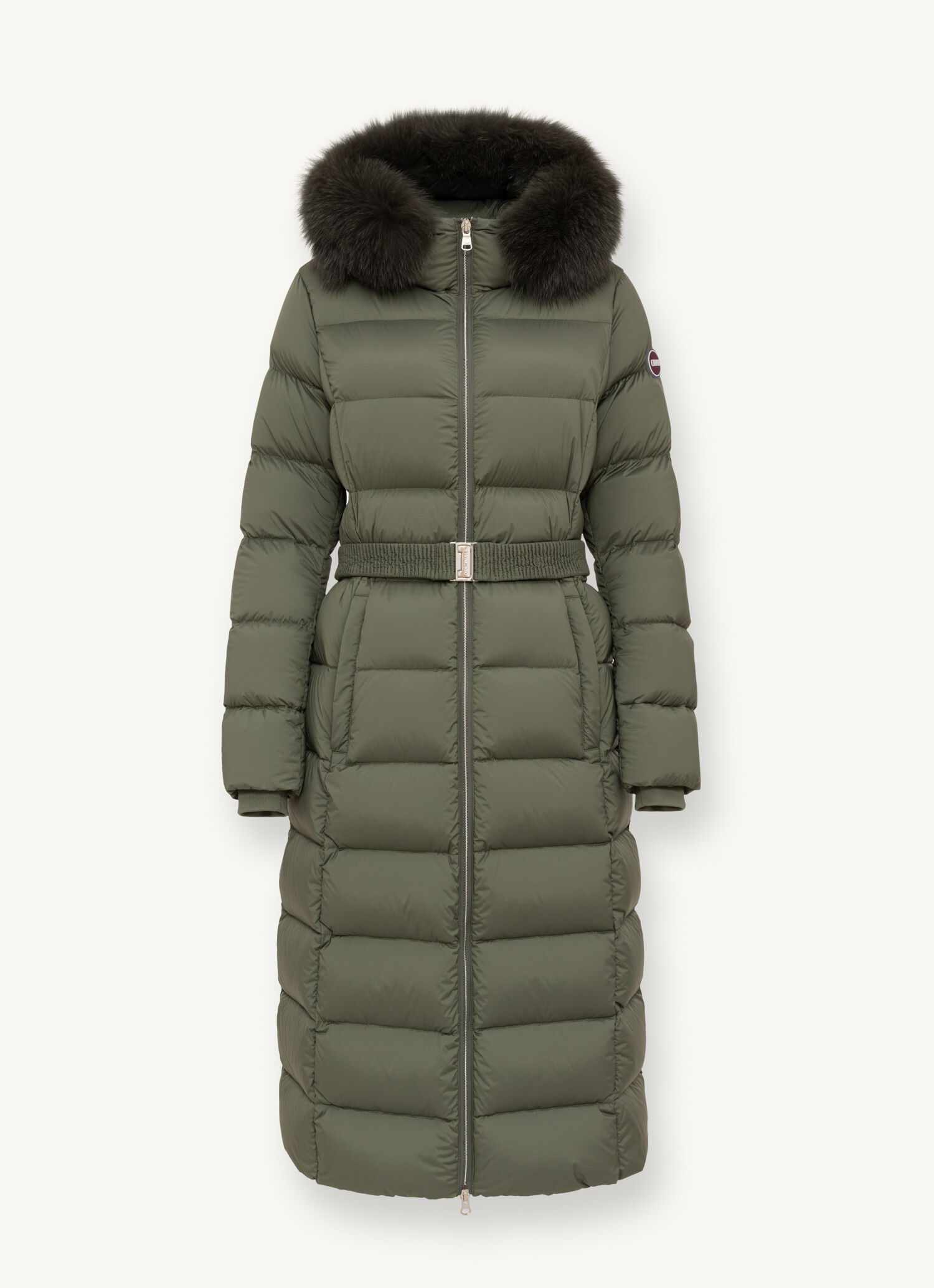 Long stretch down jacket with real fur