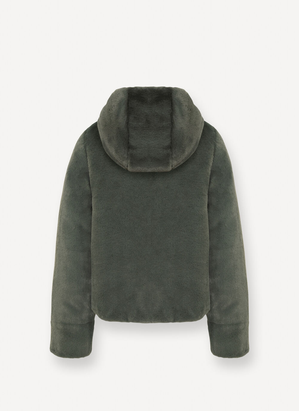 Reversible faux fur down jacket image number 5