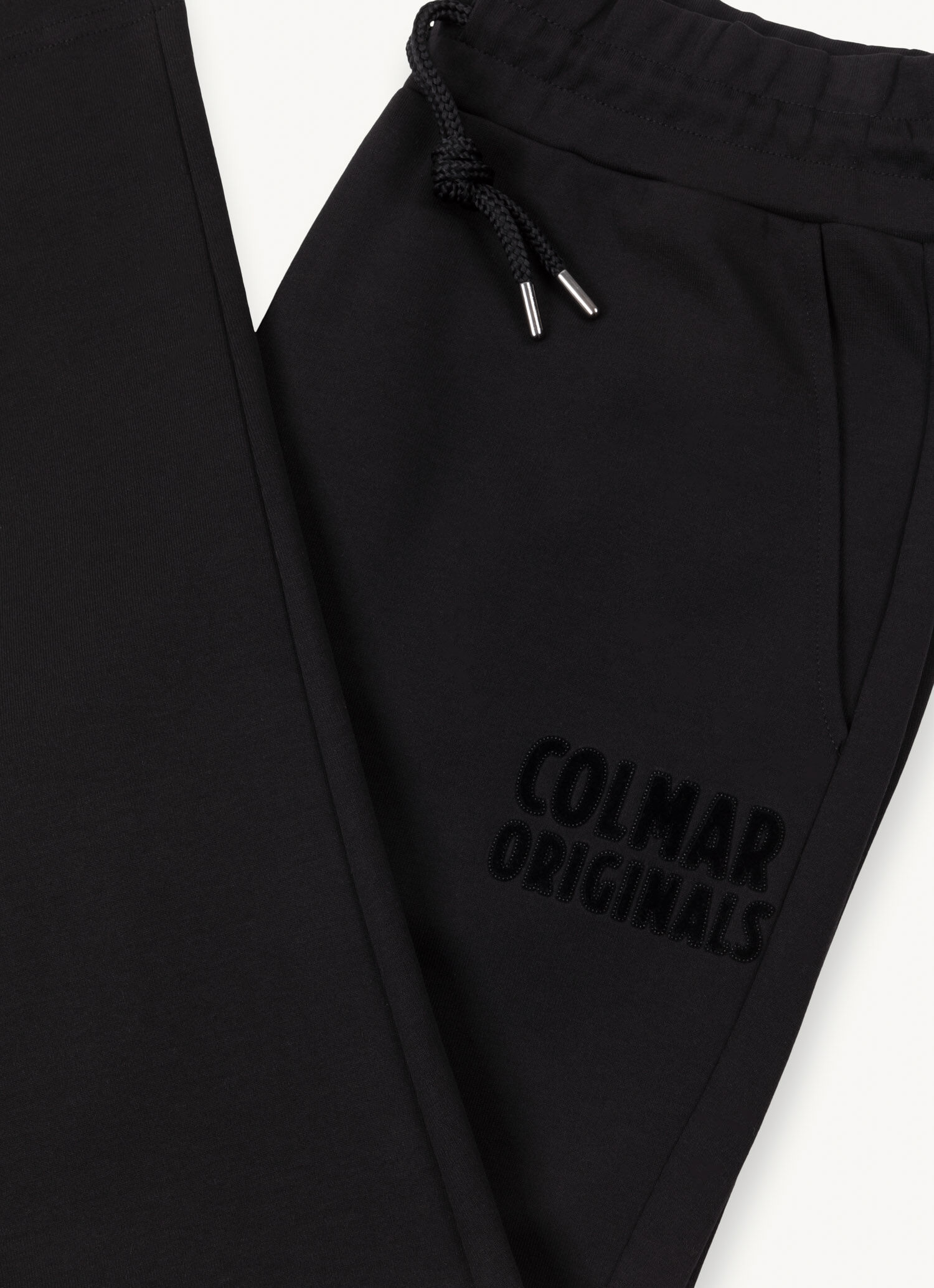 【mnem】Durban Unbalanced Brushed Sweatpants Sweatpants without ribbing at the bottom - BLACK | Colmar