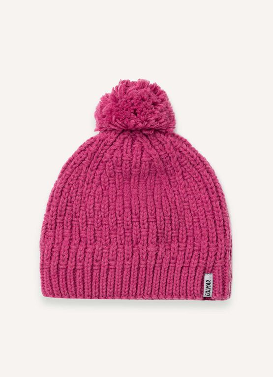 Bonnet pour femme à pompon en imitation fourrure