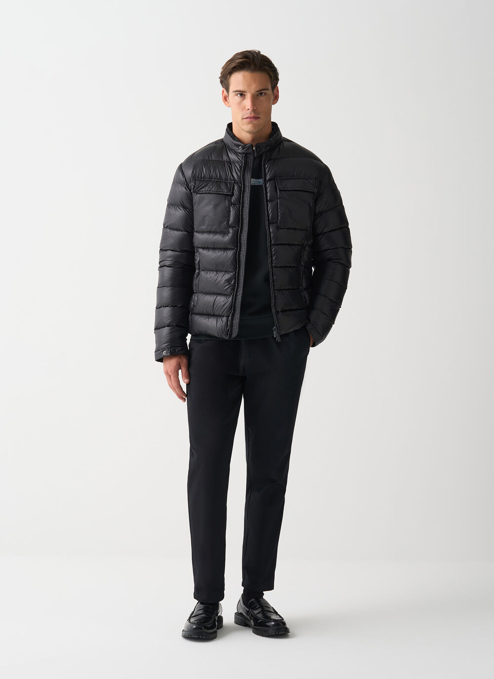 Glossy down jacket with multiple pockets image number 0