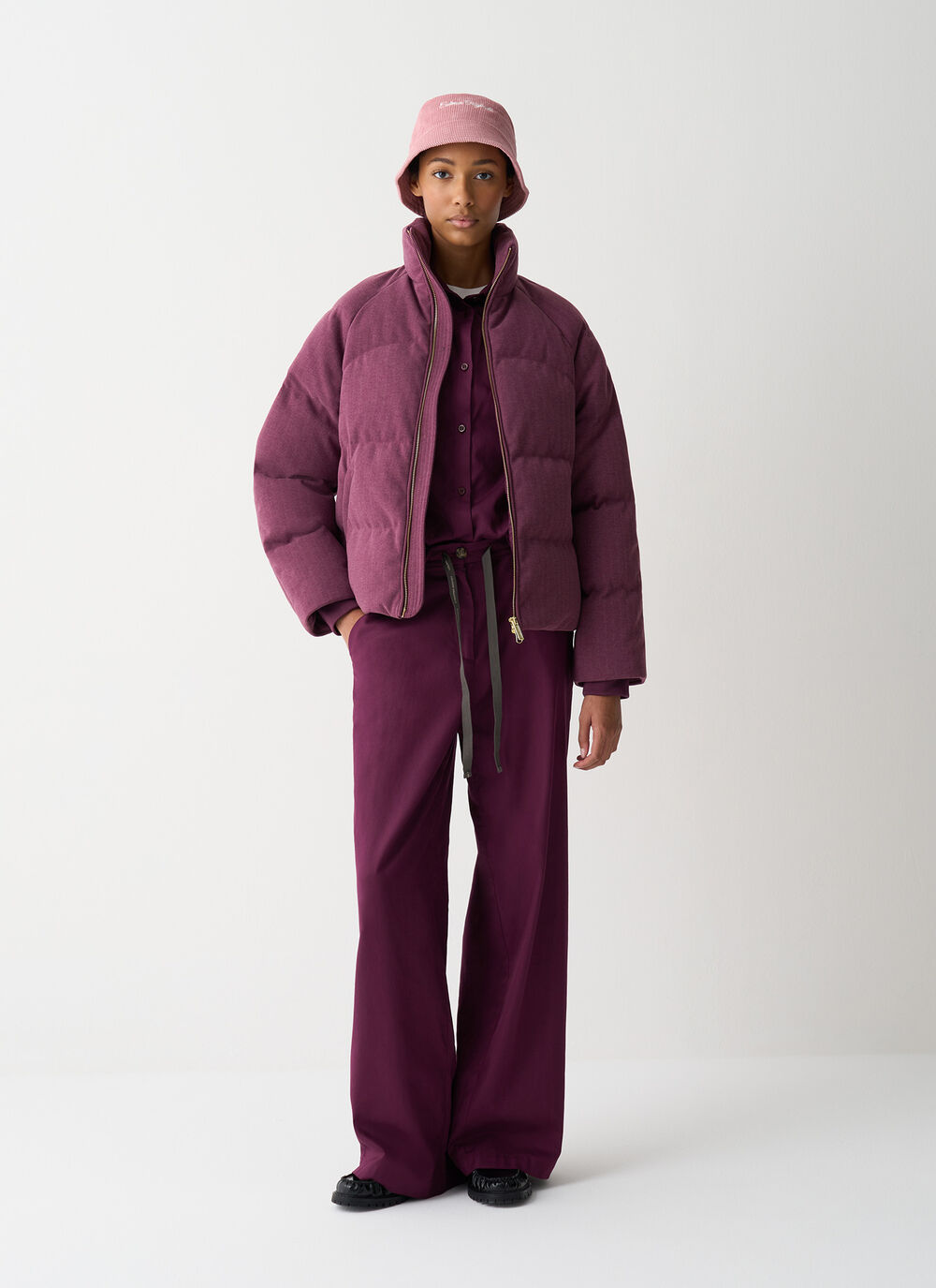 Down jacket with chevron design  image number 0