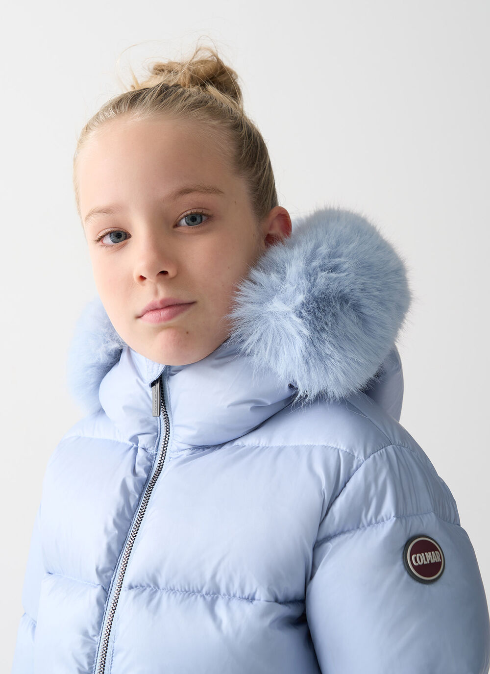 Glossy down jacket with fur image number 2