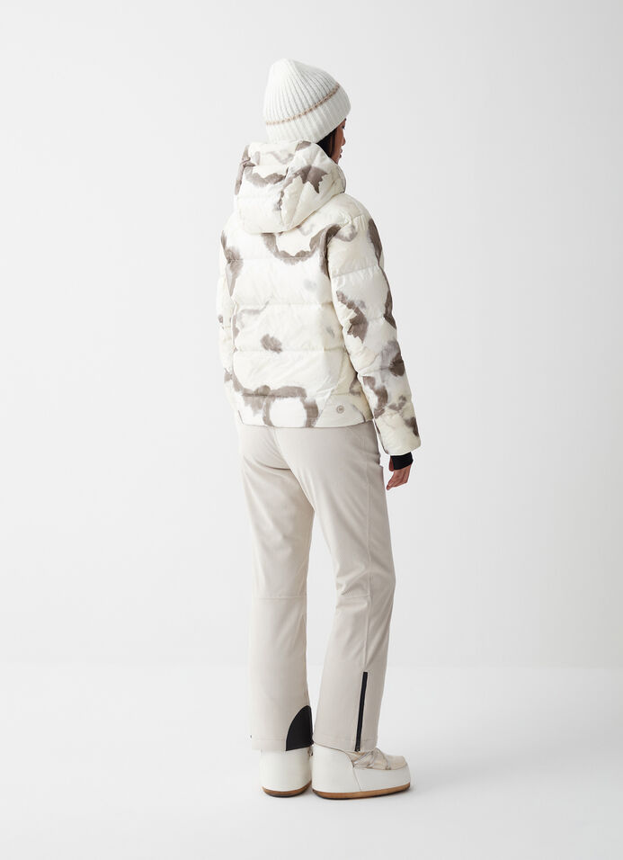 Extra-warm down ski jacket with watercolour print image number 3