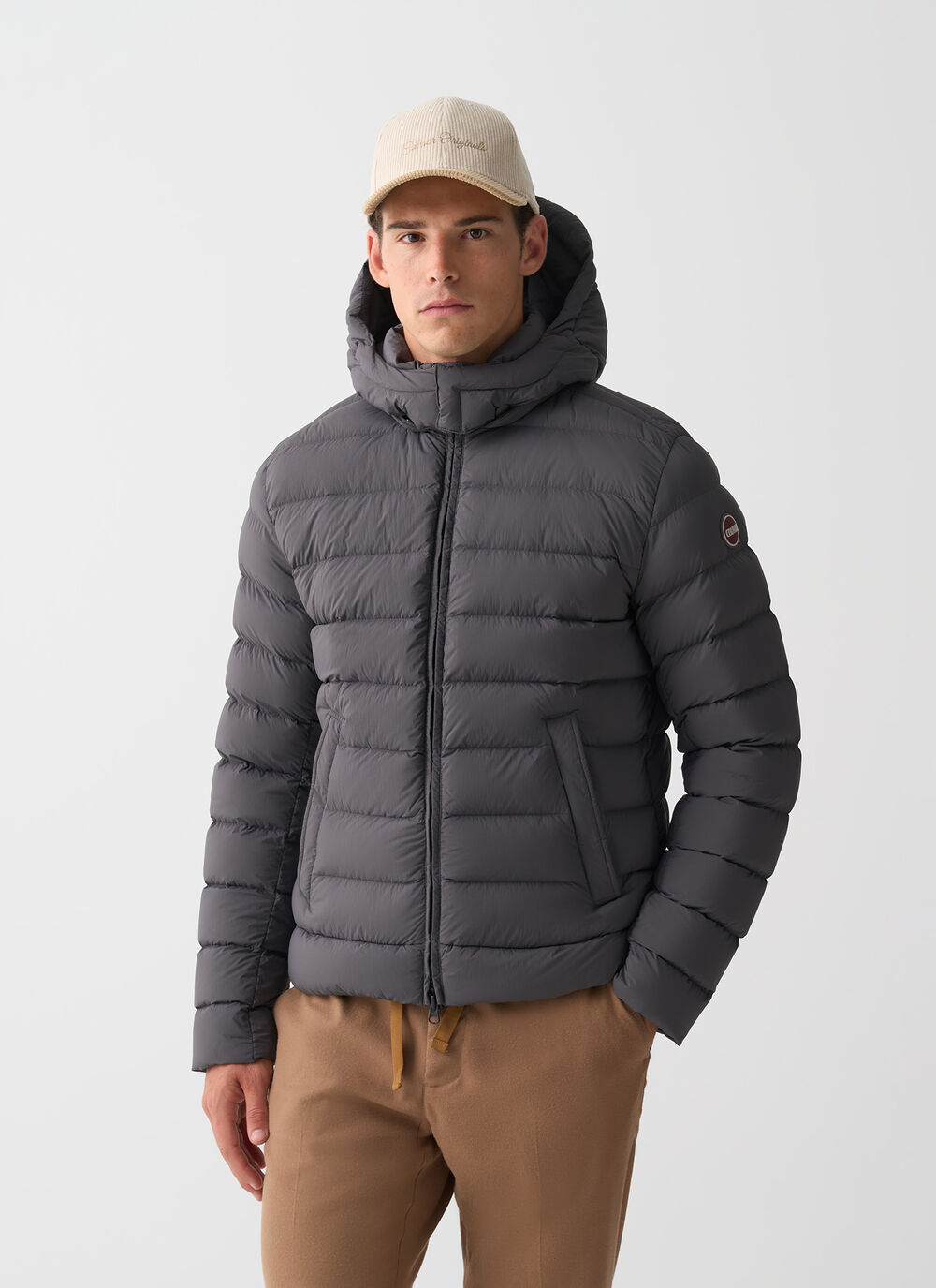 Down jacket with detachable hood image number 1