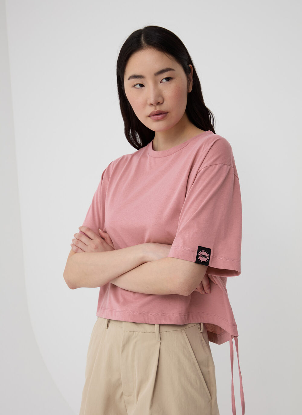 Cropped-T-Shirt mit Tunnelzug image number 0