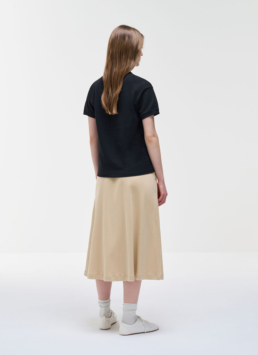 Cotton piqu&eacute; polo shirt with ruching image number 3