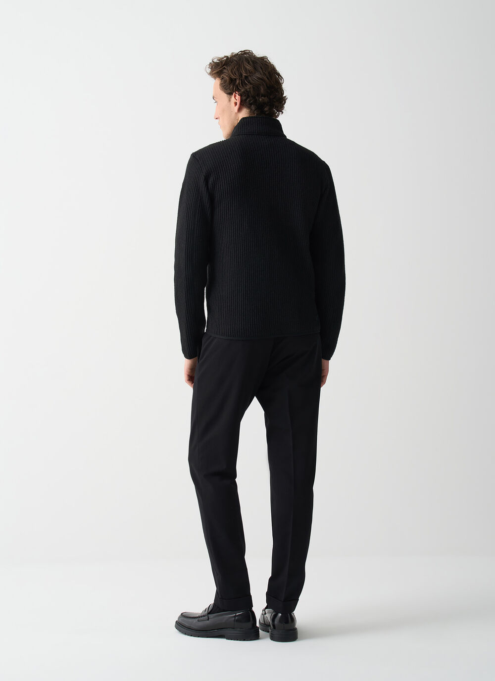 Rib-knit pullover with zip image number 3