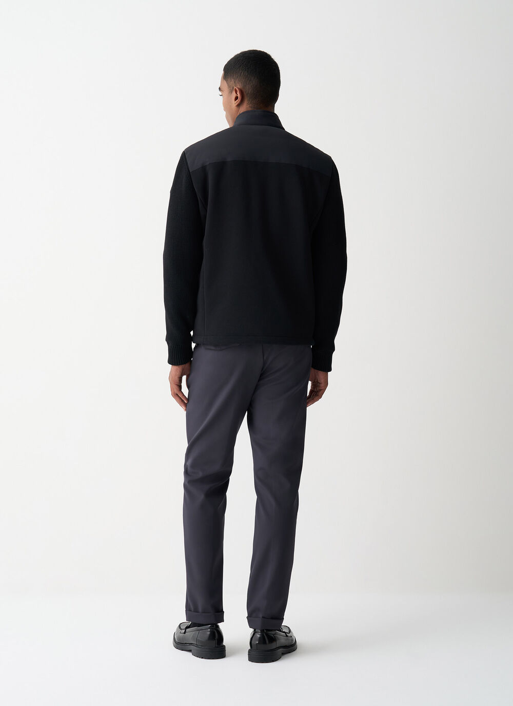 Biker jacket with knit sleeves image number 3