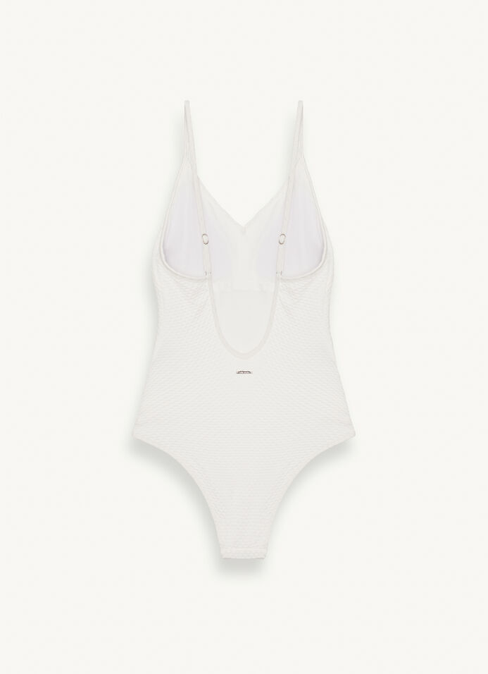 Onepiece textured swimsuit with removable cups
