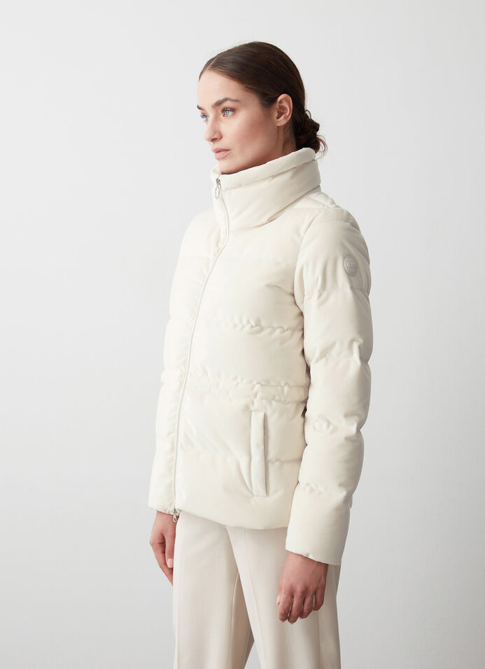 Stretch velvet down jacket image number 2