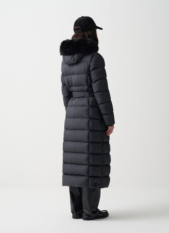Long matte down jacket with faux fur image number 3