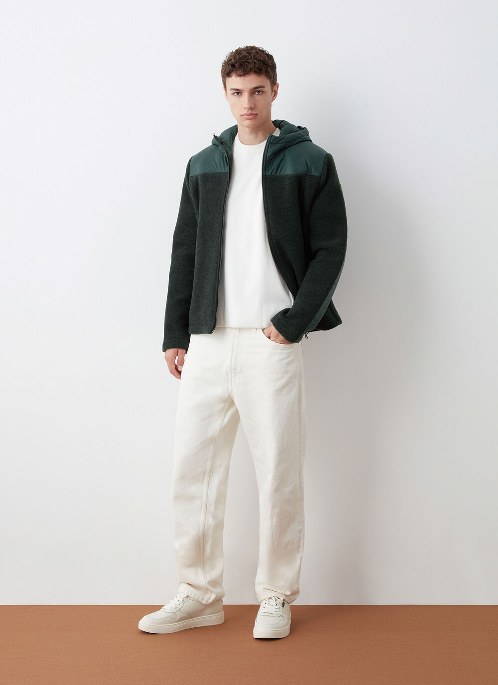 Wool cloth jacket with nylon inserts image number 0