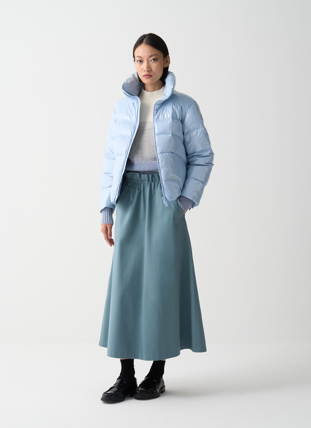 Glossy down jacket with high collar image number 0