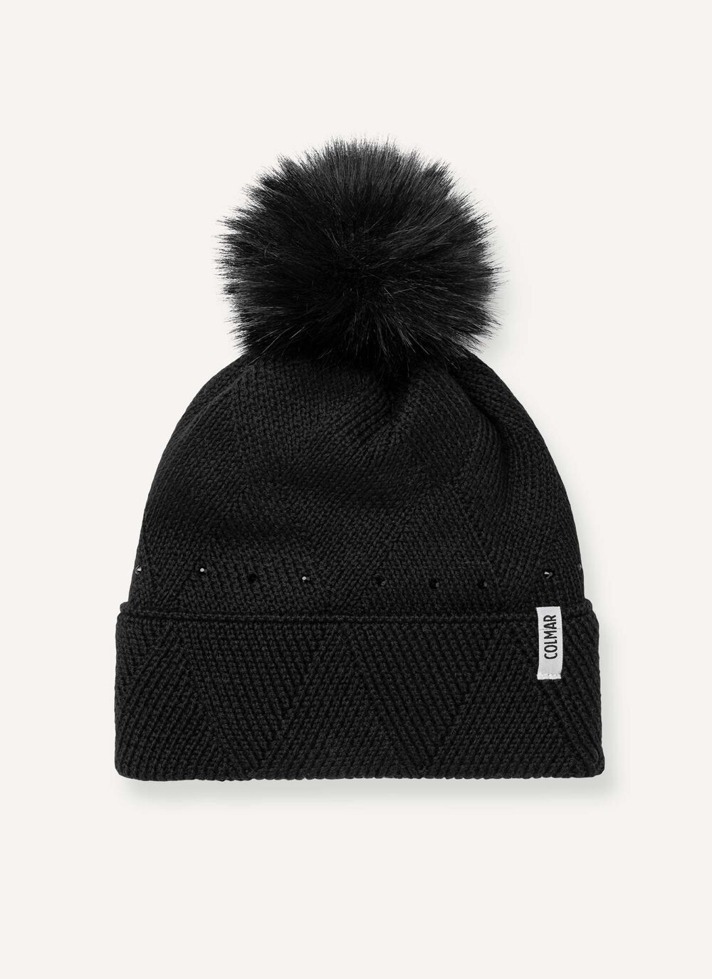 Women&rsquo;s hat with diamond motif and pom-pom image number 1