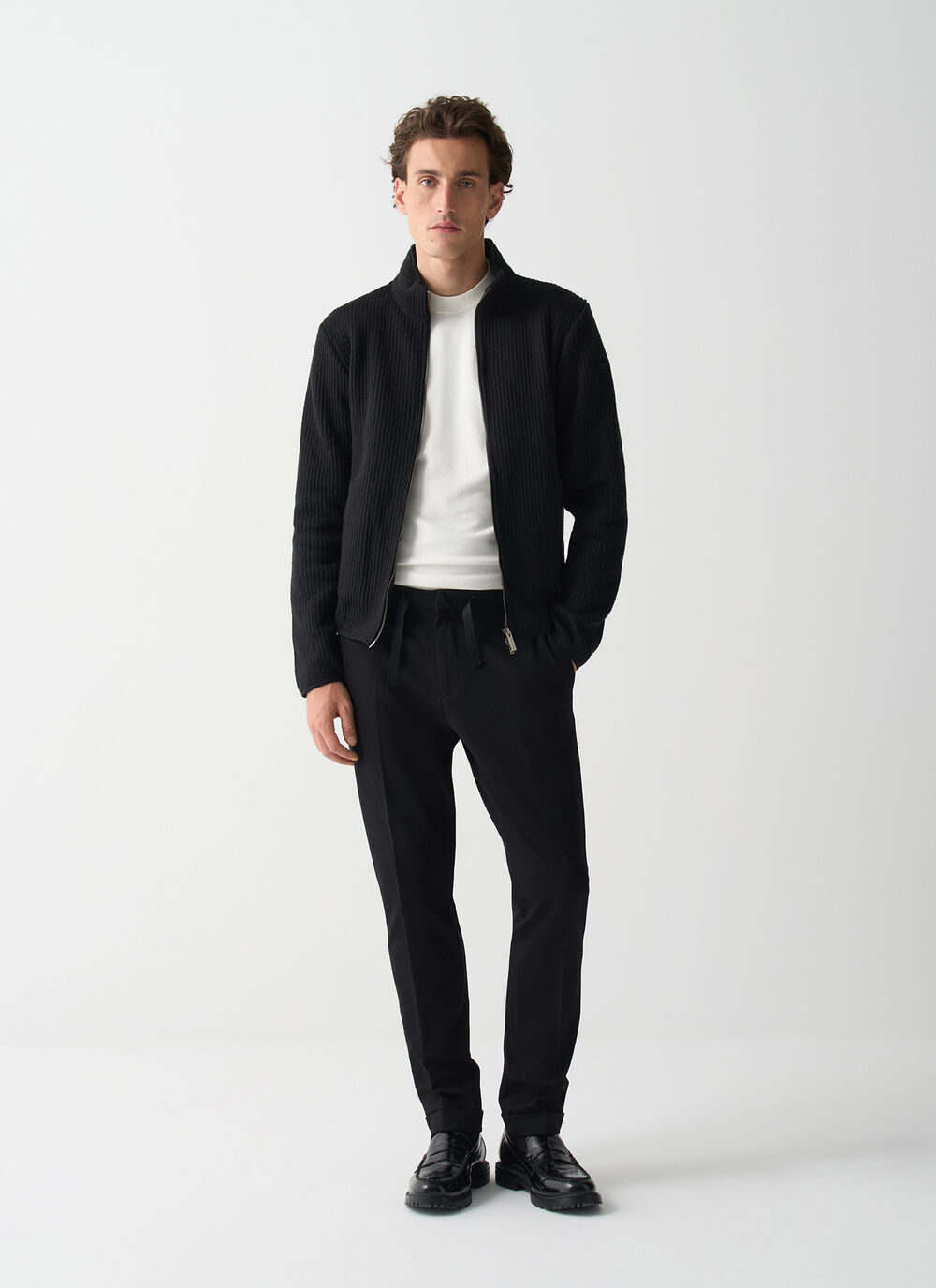 Rib-knit pullover with zip image number 0