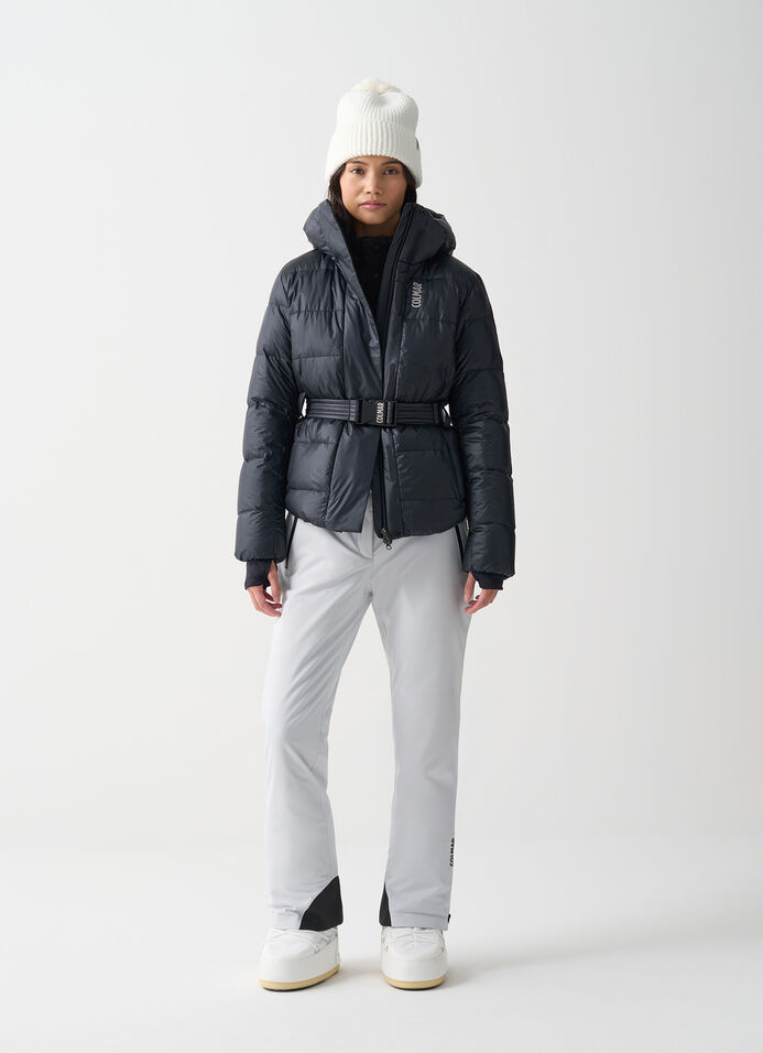 Glossy padded ski jacket with belt image number 0