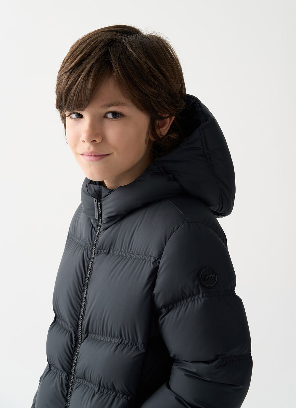 Hooded opaque down jacket image number 2