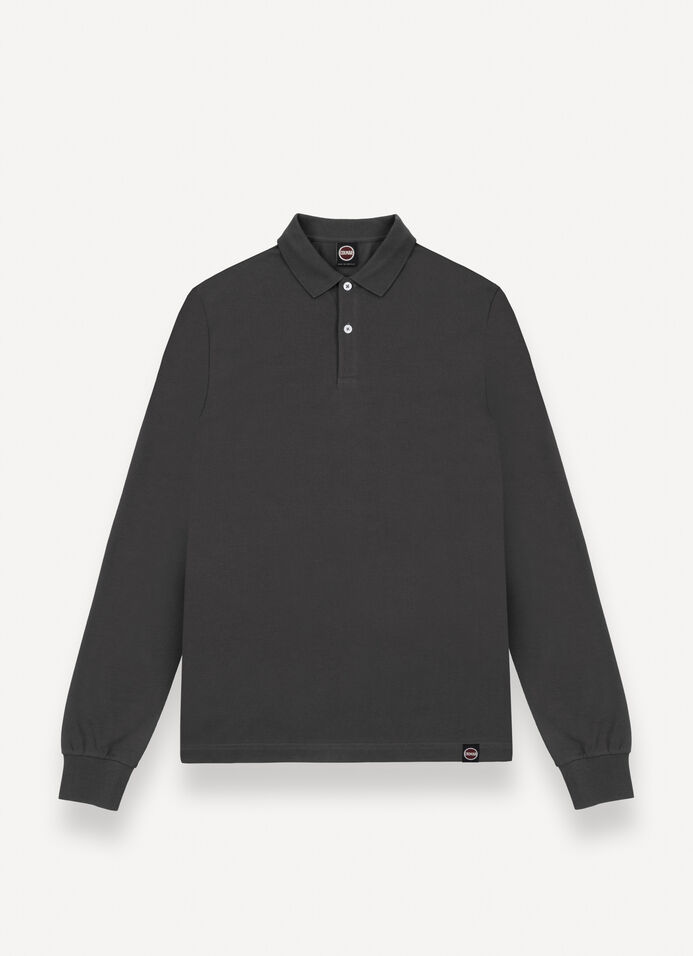 Long-sleeved polo shirt in stretch piqué image number 3
