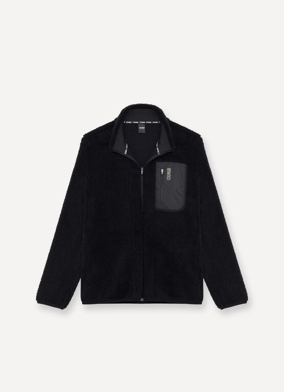 Sherpa-style knit sweatshirt with zip