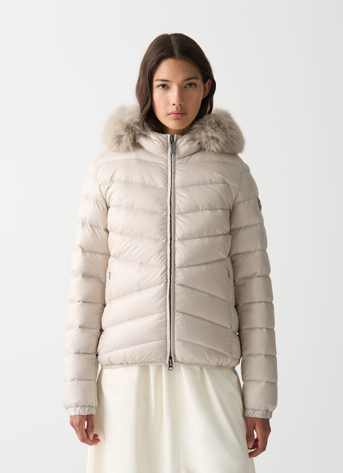 Quilted down jacket with faux fur image number 1