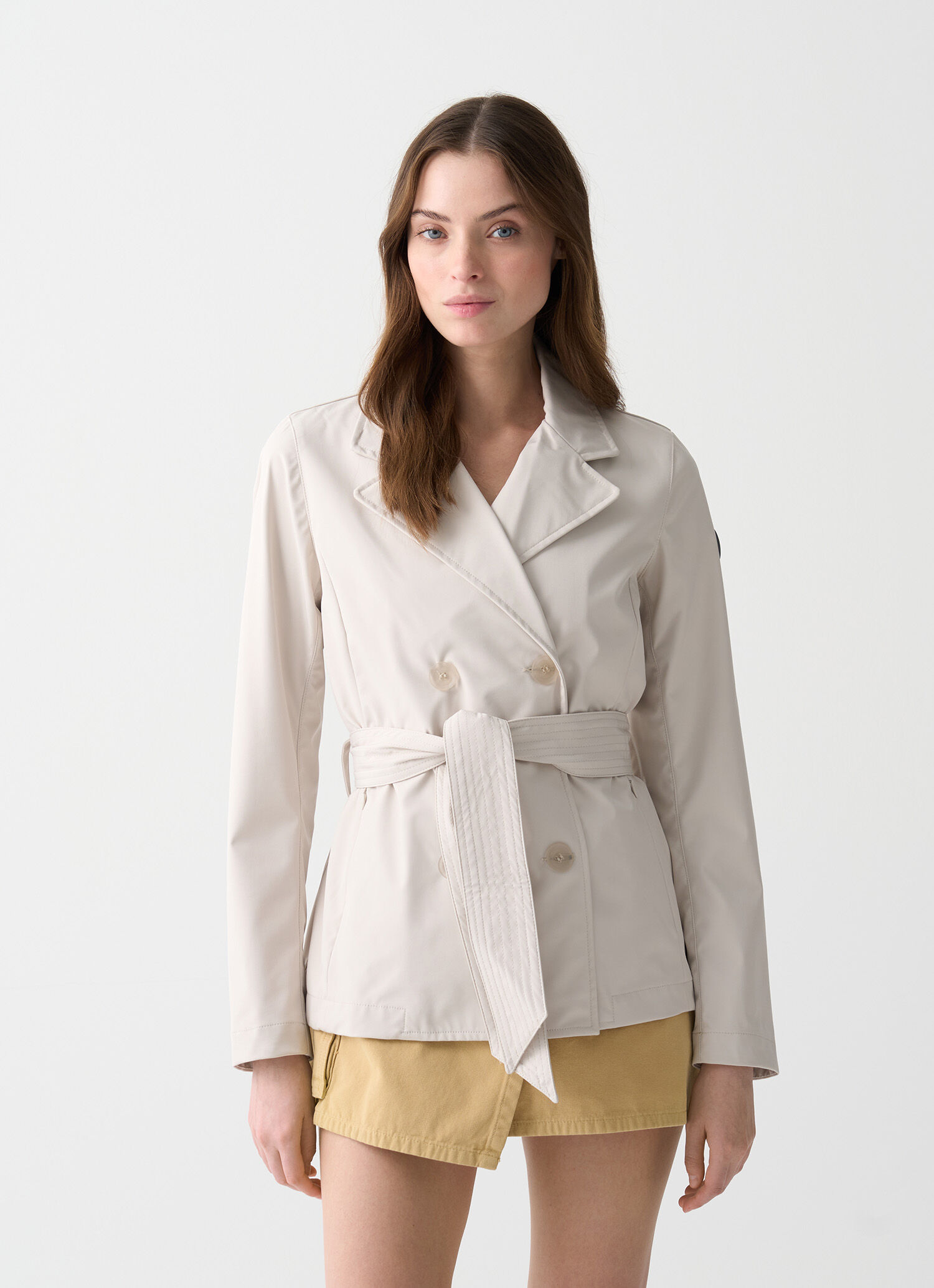 アウターその他 COLMAR Woman Trench coat Beige 19006WV 219 Short softshell trench coat with belt - PORCELAIN BEIGE | Colmar