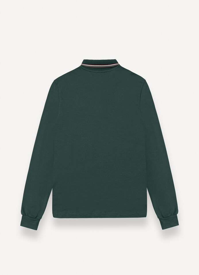 Long-sleeved polo shirt in stretch piqué image number 4