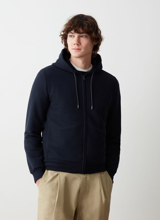 Felpa con zip e cappuccio ottoman millerighe