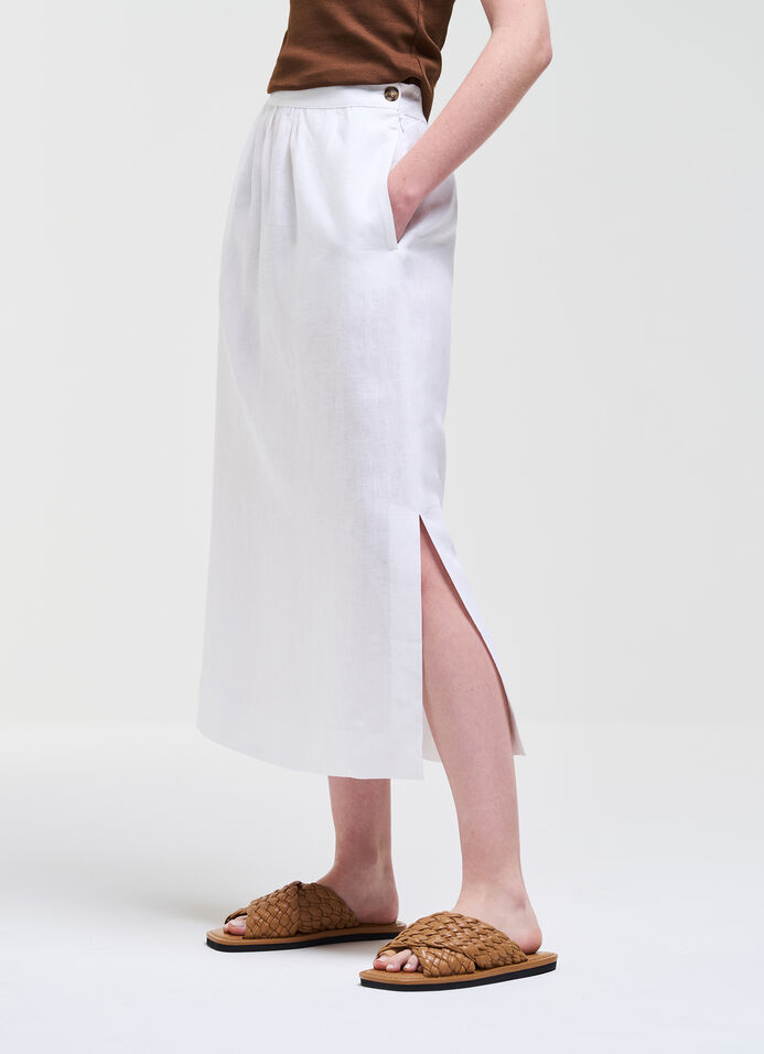Linen midi skirt