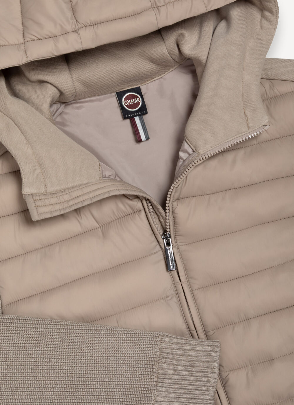 Hooded jacket with knit sleeves image number 6