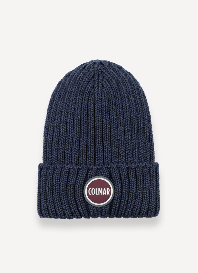 Unisex rib-knit hat with turn-up