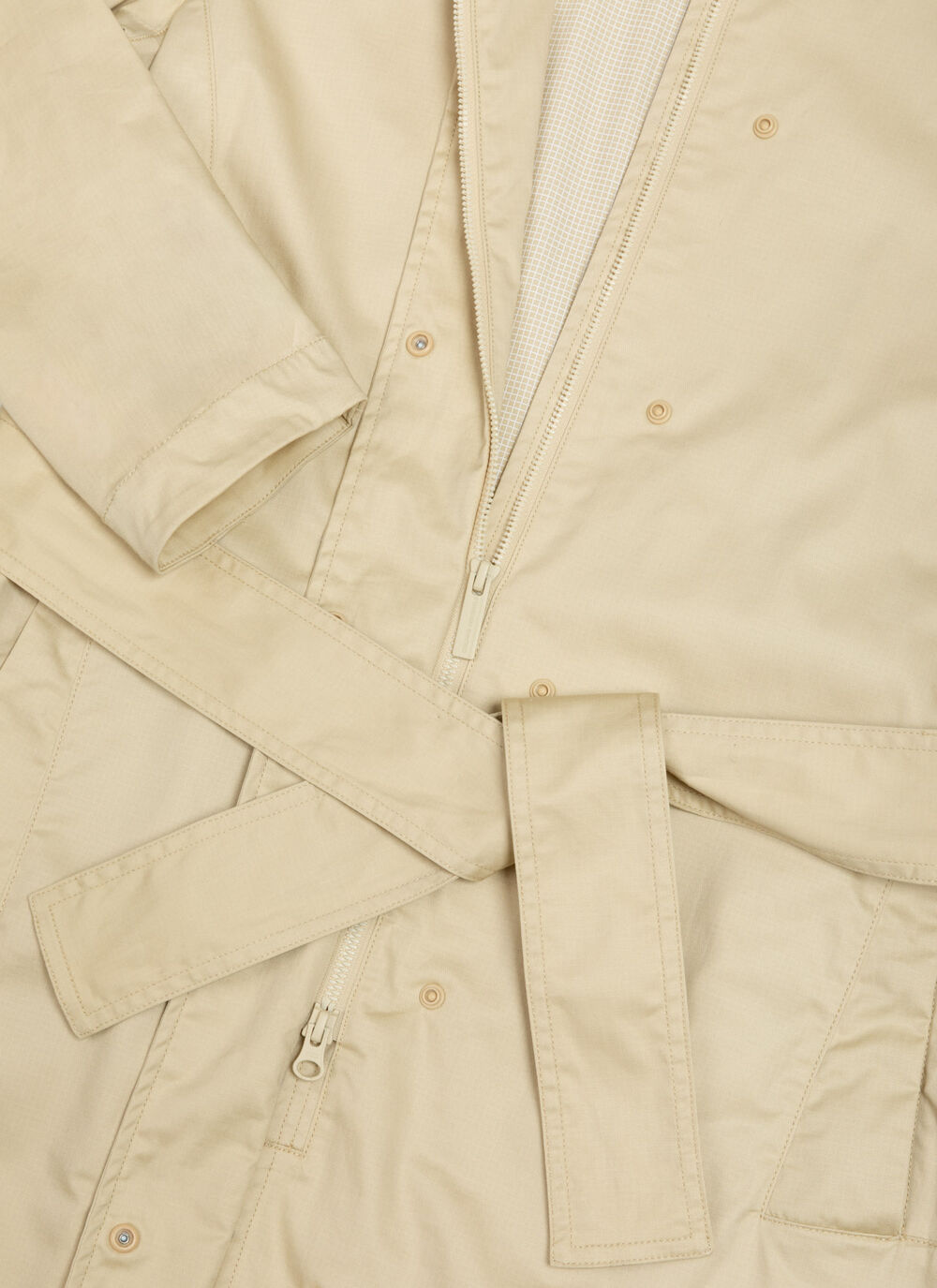 Long cotton jacket with belt  image number 6