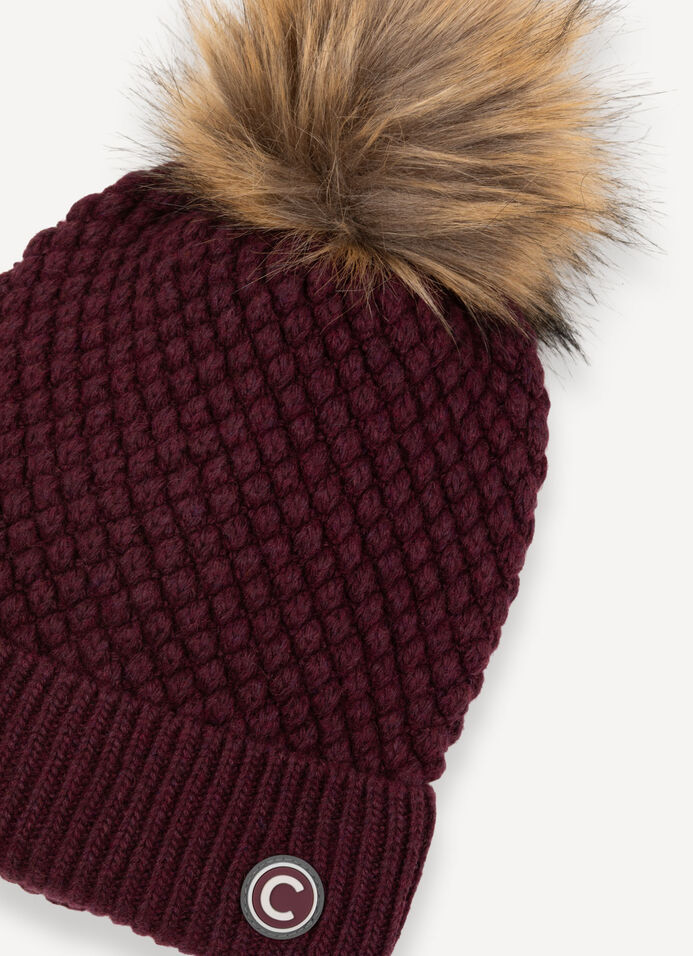 Unisex hat with faux fur pom-pom image number 2