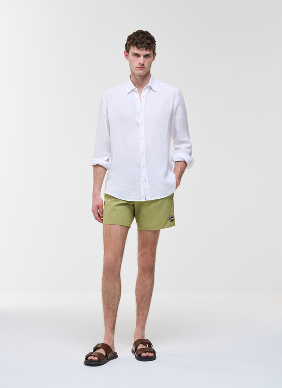 Branded swimming trunks