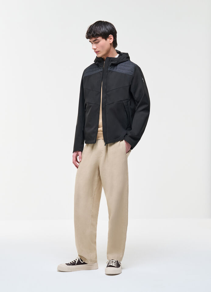 Bi-material wad-padded jacket