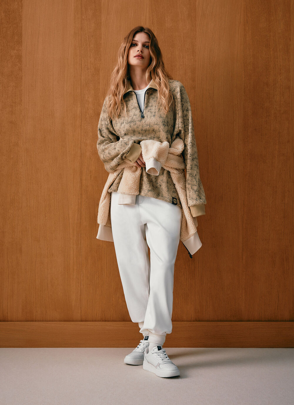 Half-zip jacquard knit sweatshirt image number 0