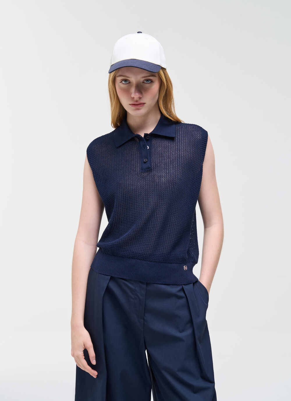 Sleeveless Mesh Polo image number 0