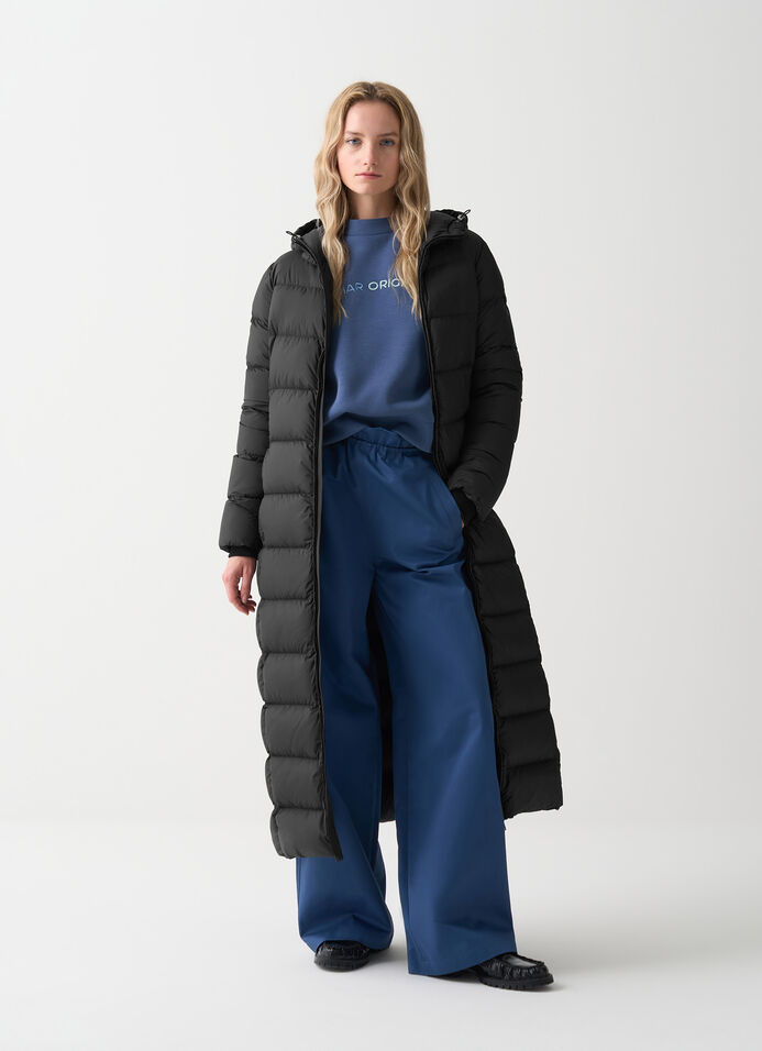 Long matte down jacket with belt image number 0