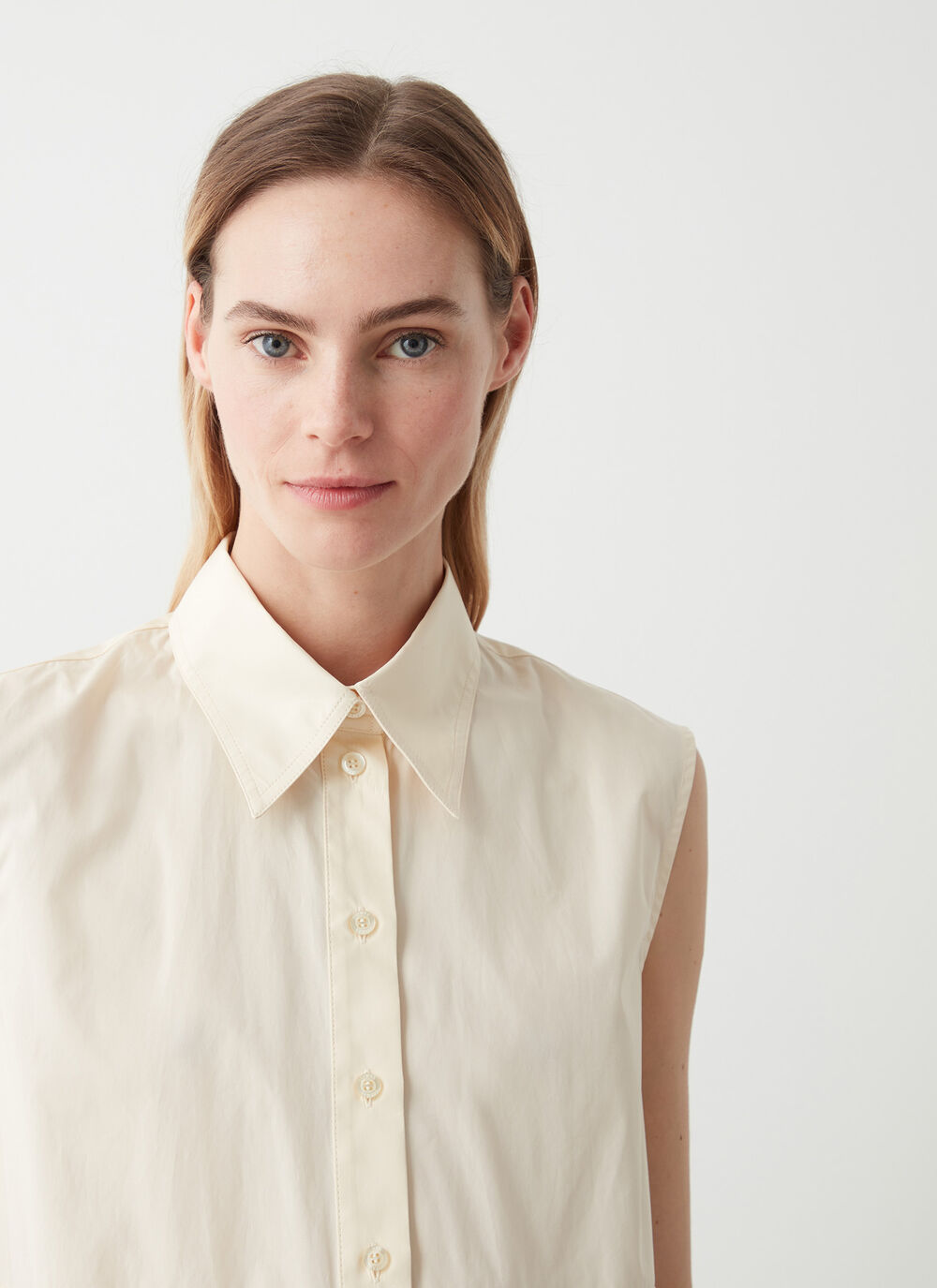 Robe sans manches en popeline image number 1