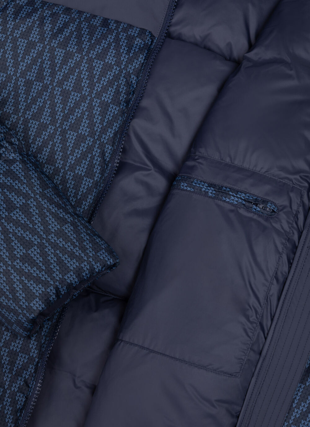 Down jacket with geometric print image number 6