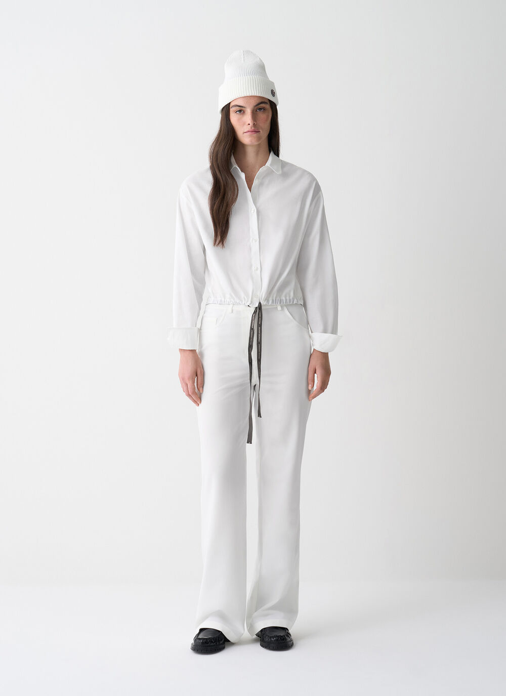 Cropped shirt with drawstring image number 0