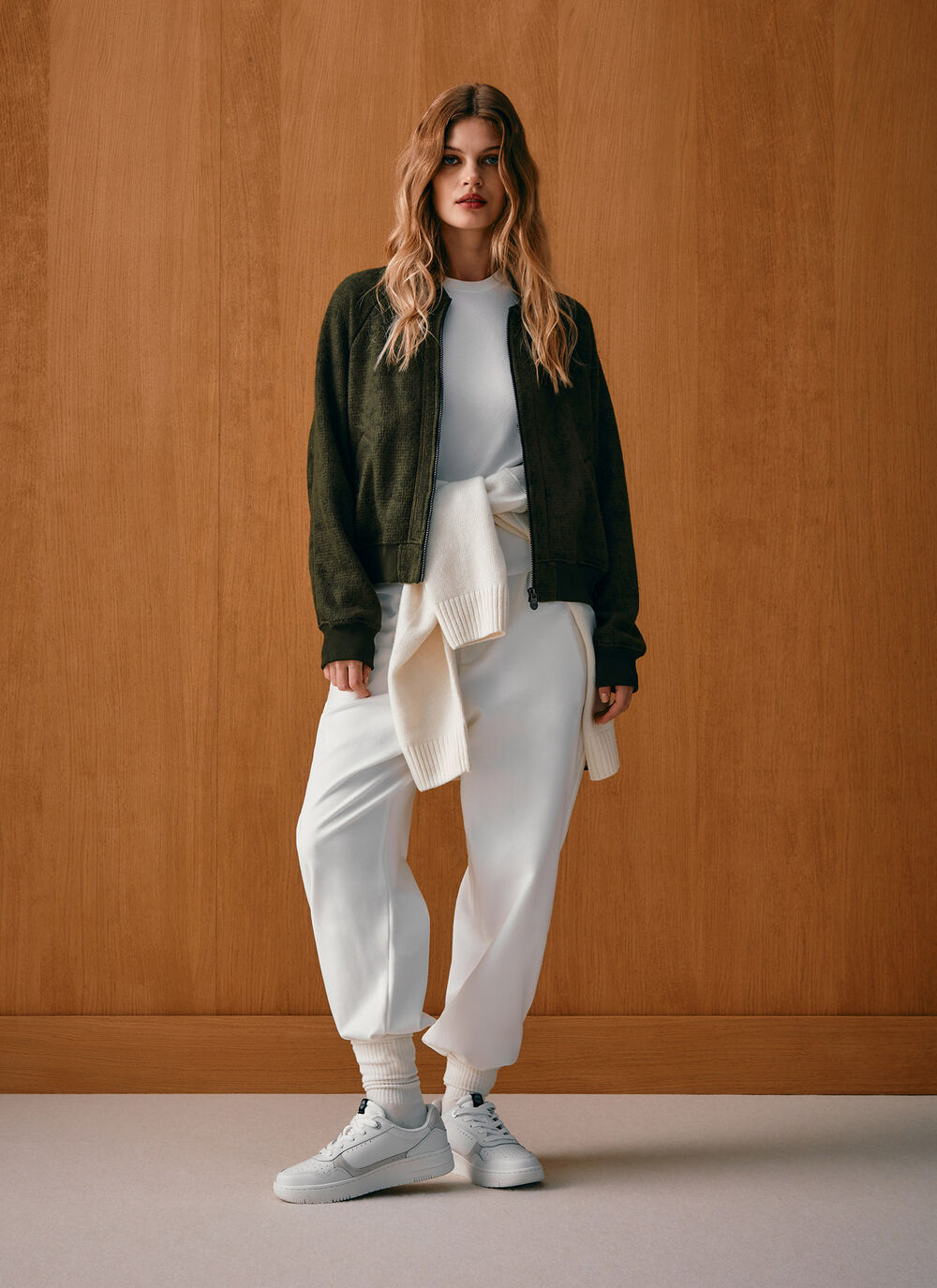 Jacquard knit bomber jacket image number 0