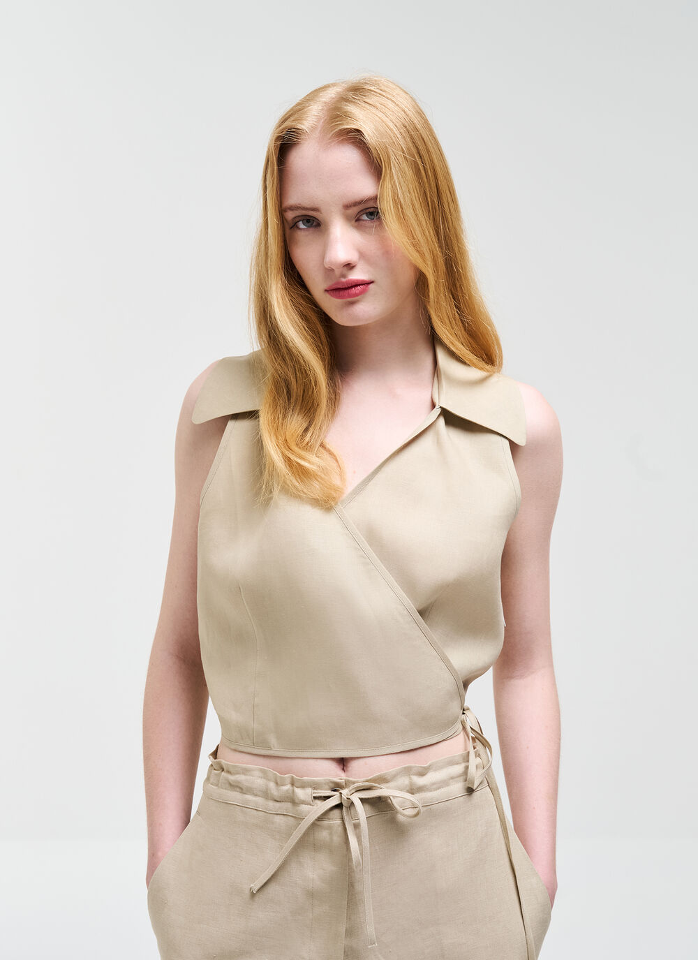 Crossed Linen Vest image number 1