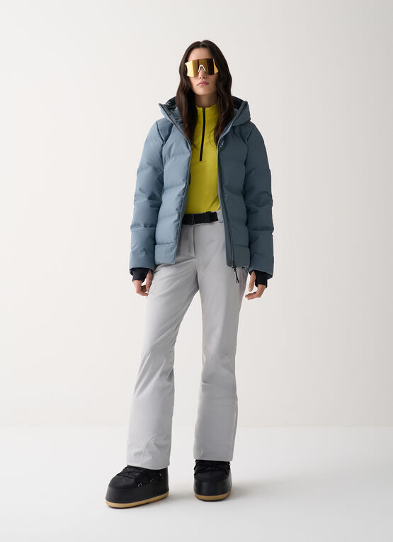 Channel padded ski jacket with neck warmer