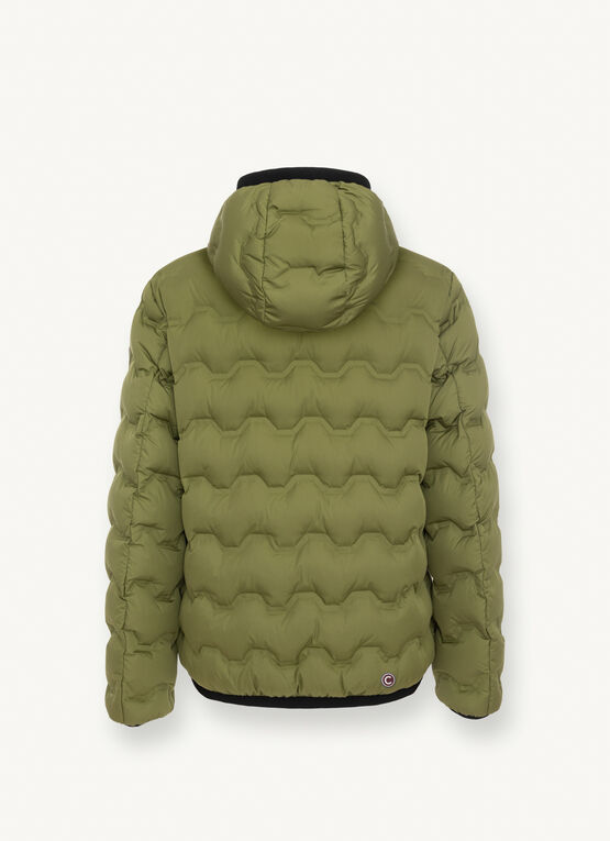 Quilted-effect down jacket with hood